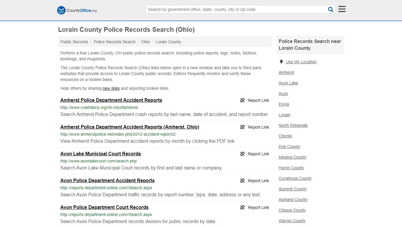 Lorain County Police Records Search (Ohio) - County Office